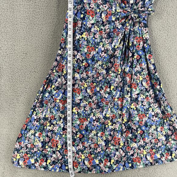 Lands End Dress Womens L Floral Tie Waist Colorful Soft Cotton Modal Stretch - Picture 3 of 14
